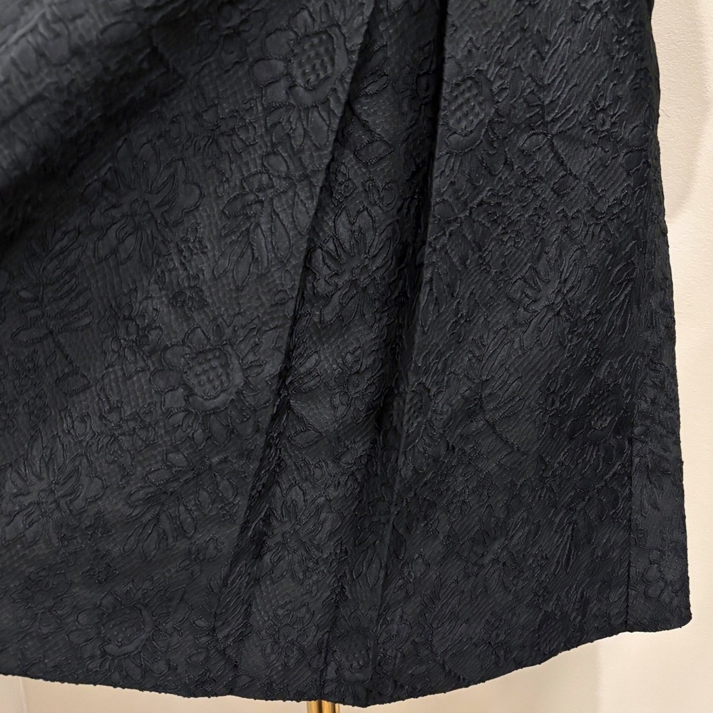 Brooks Brothers Black Floral Jacquard Split Square Neck Fit & Flare Midi Dress 2 - Picture 5 of 11